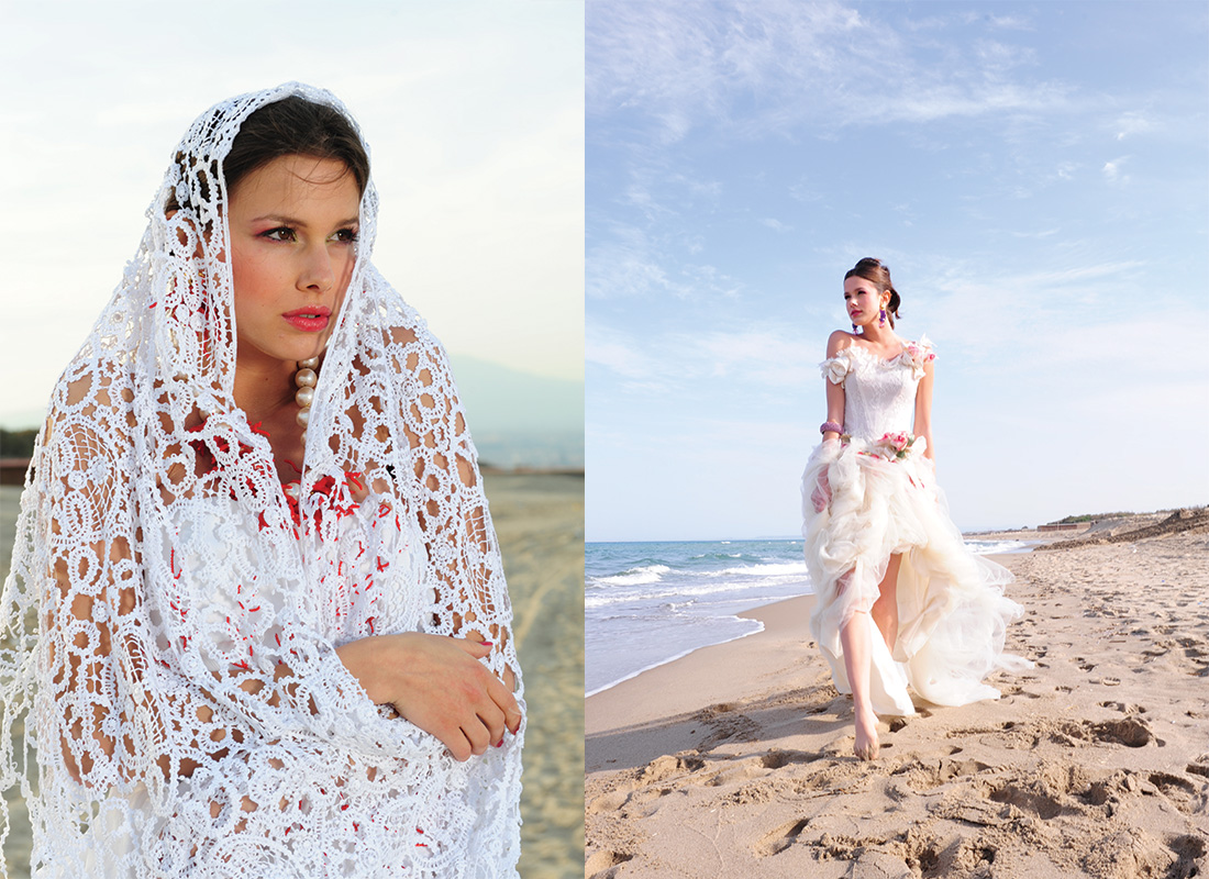 Abito da sposa con coralli Mariella Gennarino fotografato per Tutto Sposi