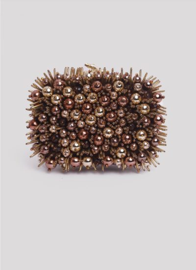 Clutch bronzo con perle Mariella Gennarino