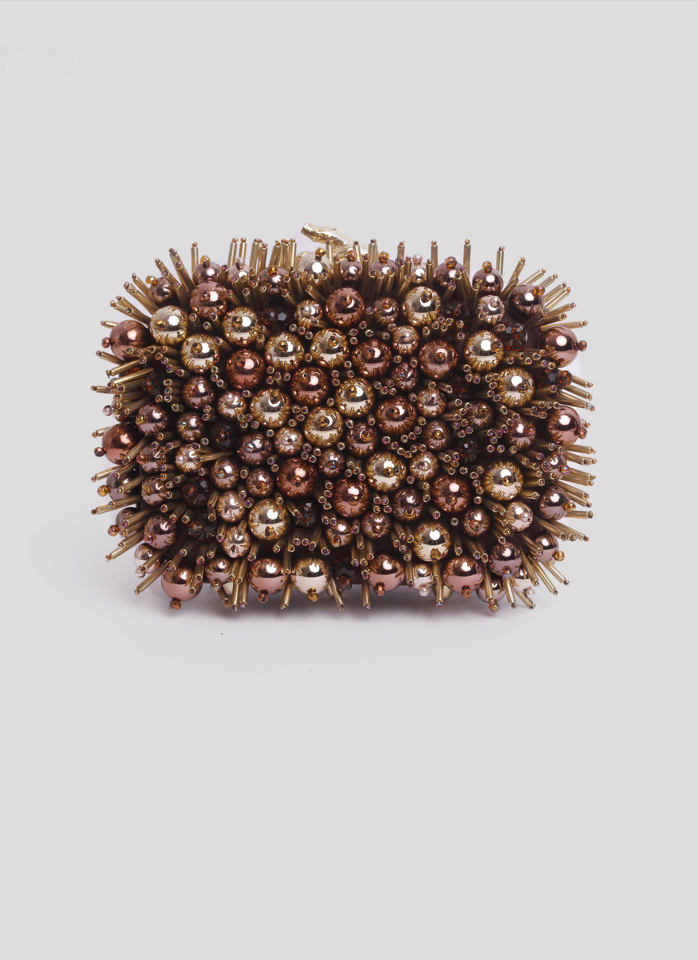 Clutch bronzo con perle Mariella Gennarino