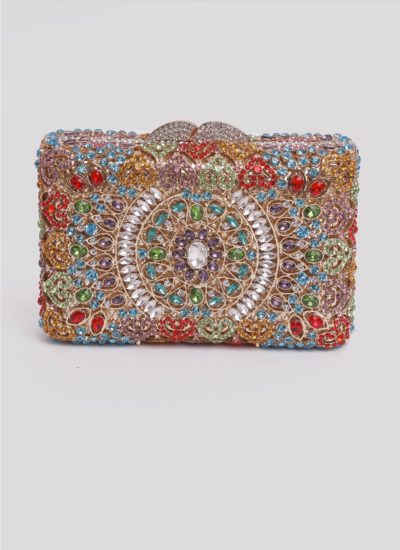 Clutch con pietre colorate e swarovski Mariella Gennarino