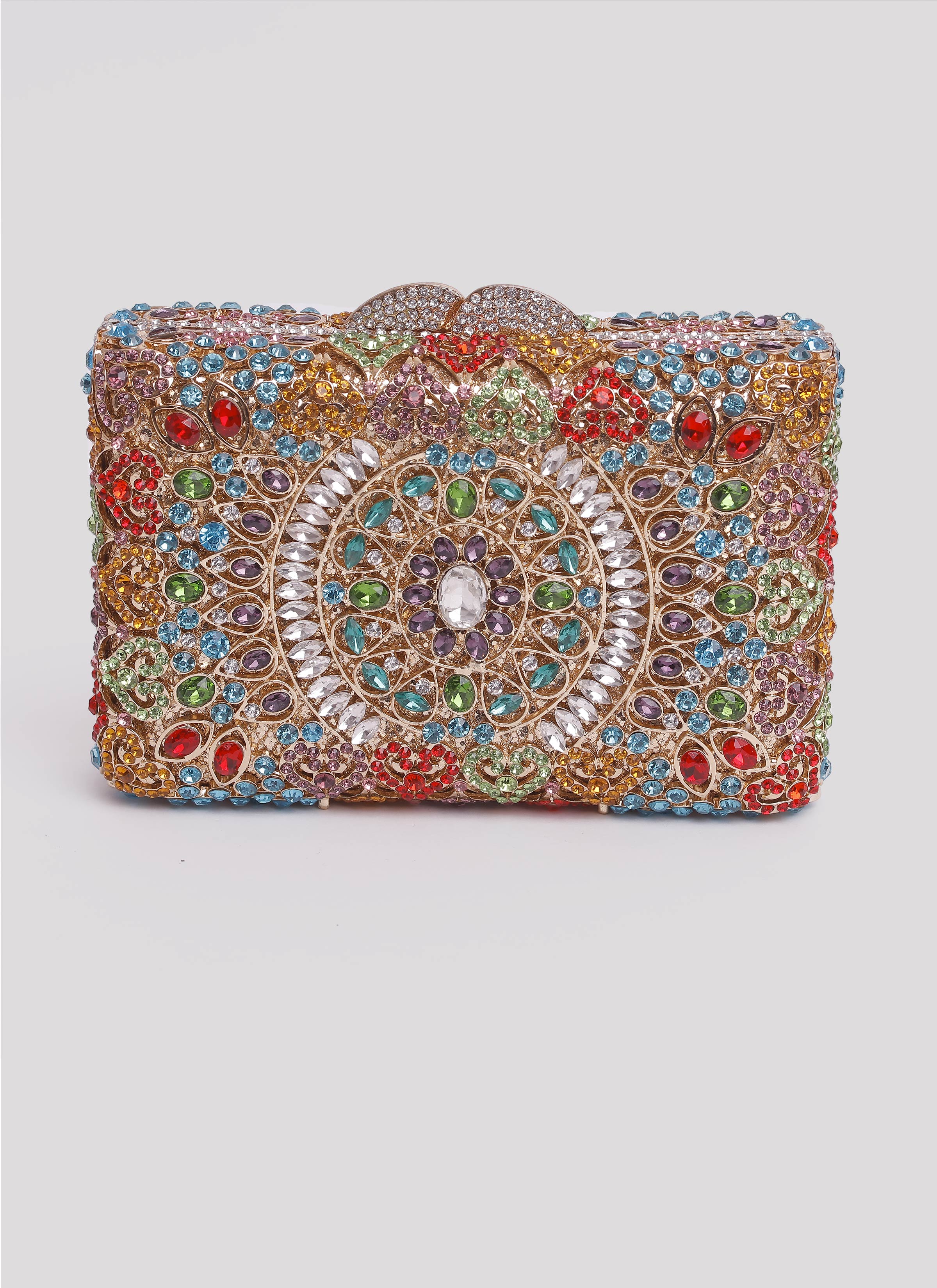 Clutch con pietre colorate e swarovski Mariella Gennarino