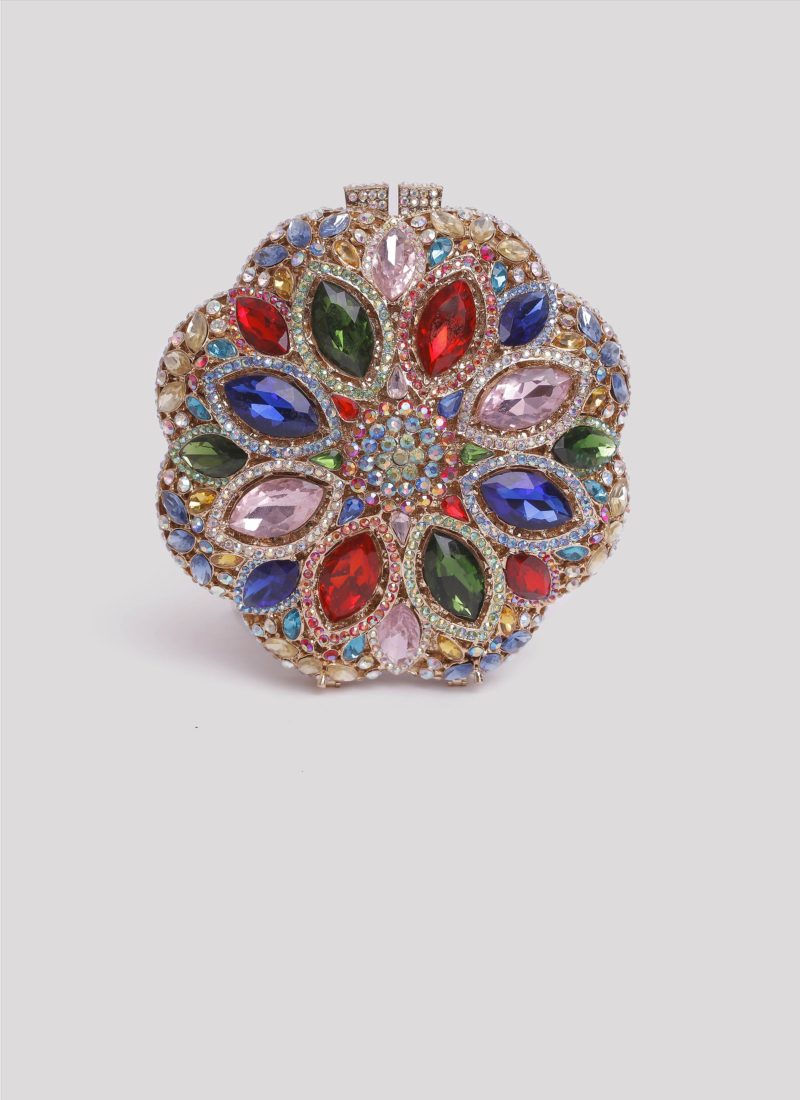 Clutch gioiello rigida con pietre colorate Mariella Gennarino