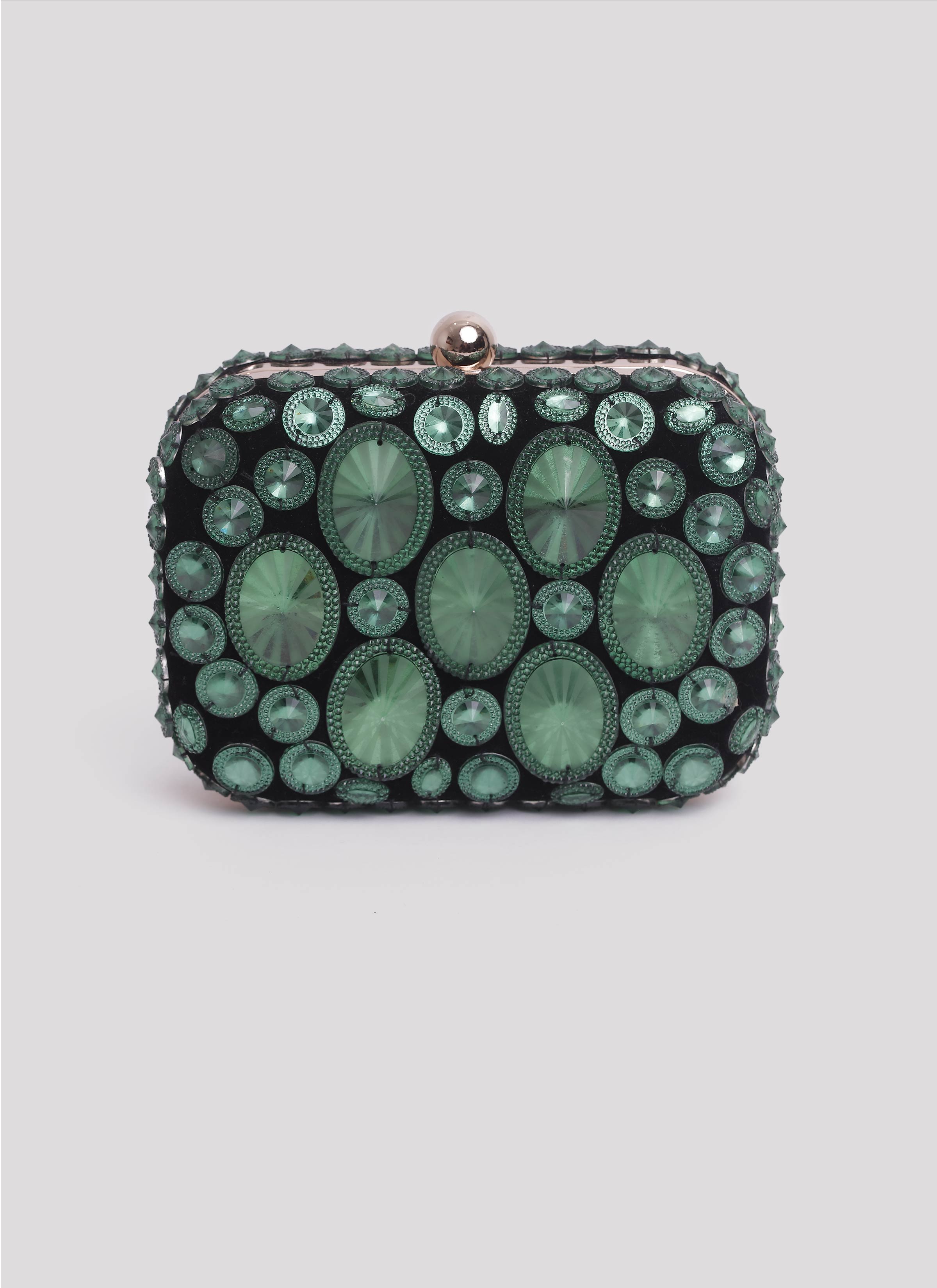 Clutch in velluto con pietre verdi di Mariella Gennarino