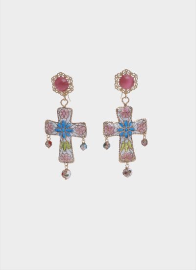 Orecchini a croce con cristalli colorati di Mariella Gennarino