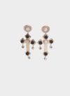 Orecchini a forma di croce in ottone con roselline Mariella Gennarino