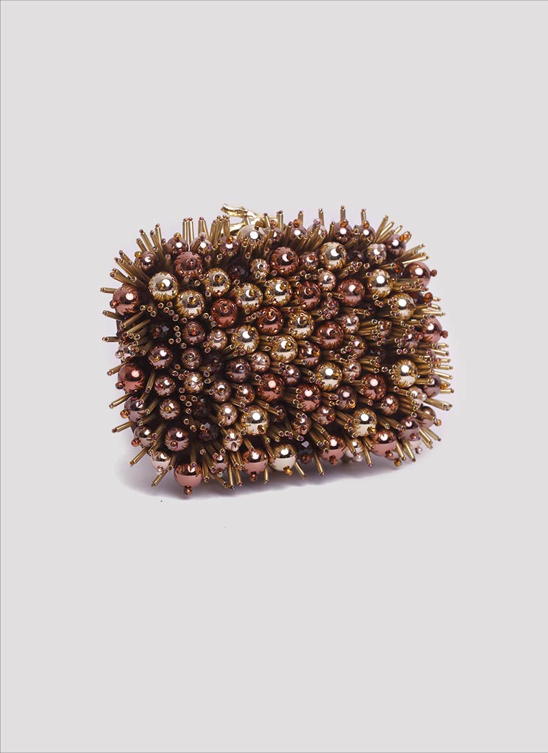 Clutch bronzo con perle Mariella Gennarino