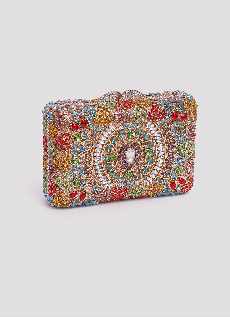 Clutch con pietre colorate e swarovski Mariella Gennarino