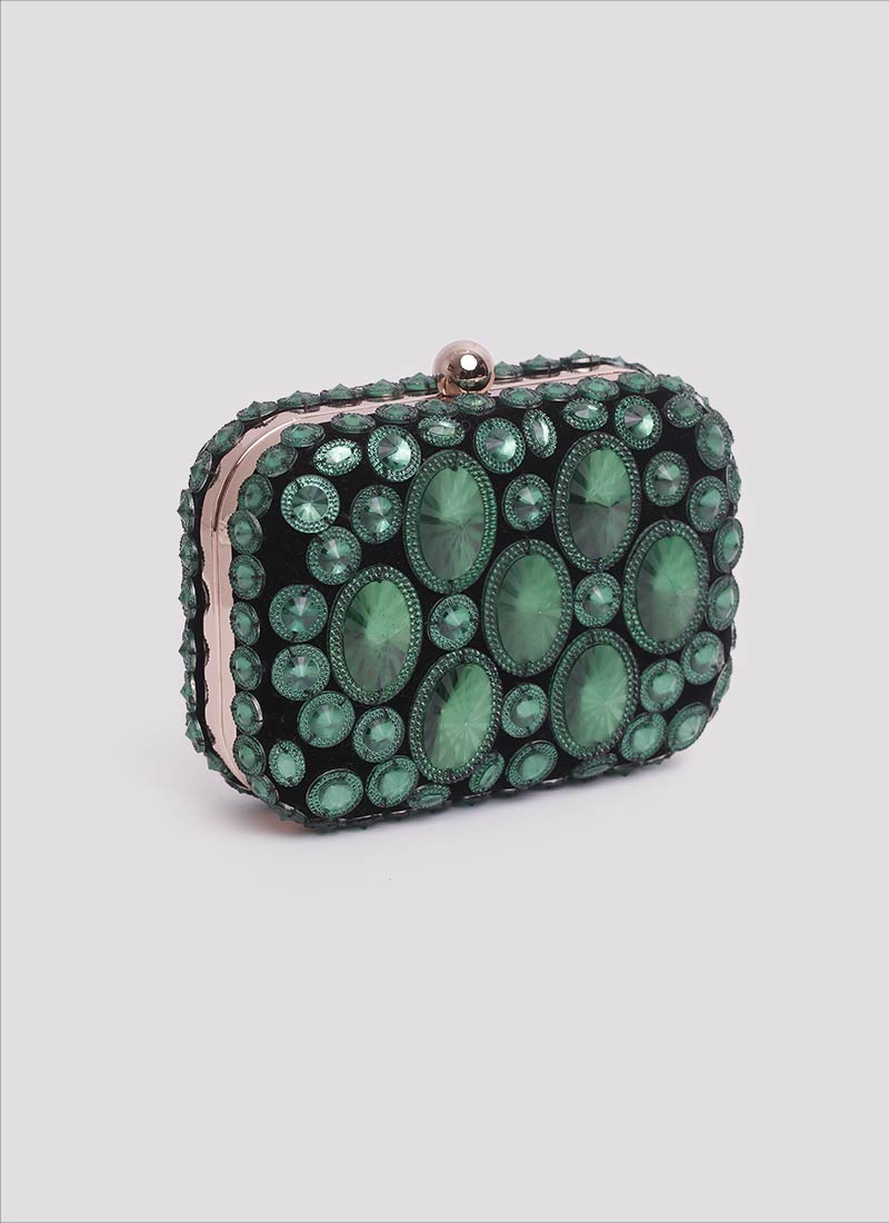 Clutch in velluto con pietre verdi Mariella Gennarino